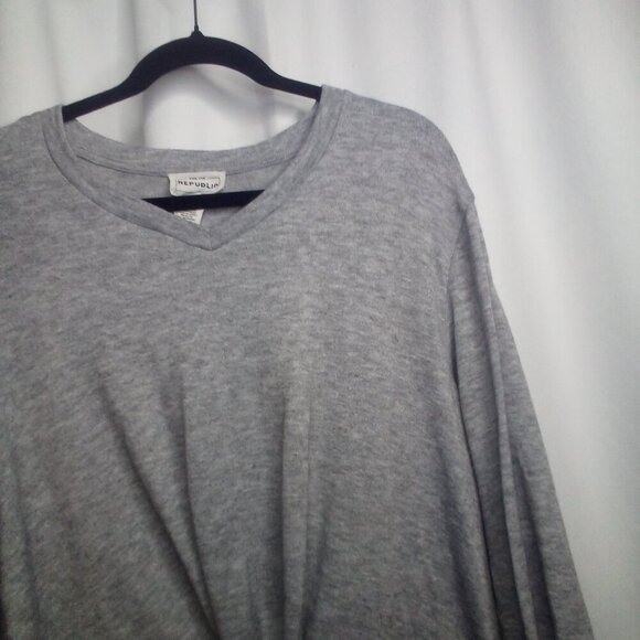 For The Republic Shirt M Women Long Sleeve Cross Front Gray - Picture 7 of 14